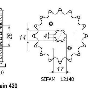 Pignon 15 Dents - Pas 420 - Similaire JTF4032