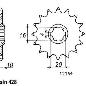 Pignon 15 Dents - Pas 428 - Similaire JTF410 1998-2011