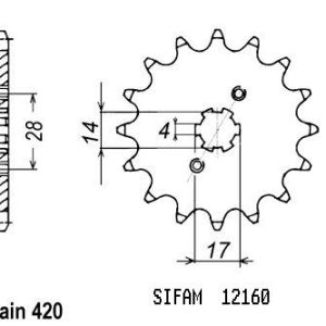 Pignon 12 Dents - Pas 420 - Similaire JTF1127 1999-2005