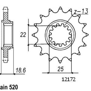 Pignon 15 Dents - Pas 520 - Similaire JTF1538 2004-2017