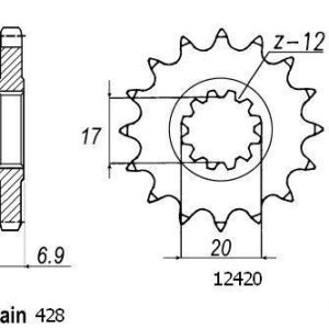 Pignon 12 Dents - Pas 428 - Similaire JTF4025 1997-2022