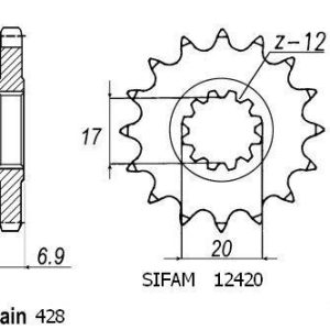 Pignon 13 Dents - Pas 428 - Similaire JTF4025