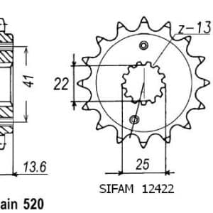 Pignon 13 Dents - Pas 520 - Similaire JTF1307
