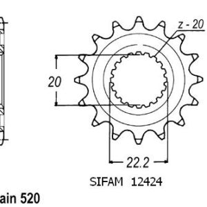 Pignon 12 Dents - Pas 520 - Similaire JTF1590 2010-2015