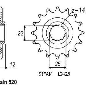 Pignon 12 Dents - Pas 520 - Similaire JTF715 1997-2020