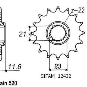 Pignon 12 Dents - Pas 520 - Similaire JTF583