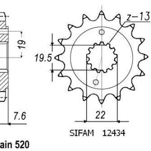 Pignon 13 Dents - Pas 520 - Similaire JTF1401