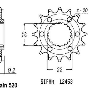 Pignon 14 Dents - Pas 520 - Similaire JTF1446