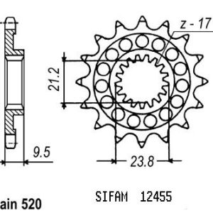 Pignon 14 Dents - Pas 520 - Similaire JTF1441C 2005-2007