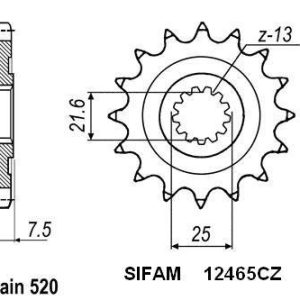Pignon 15 Dents - Pas 520 - Similaire JTF1536 2019-2025