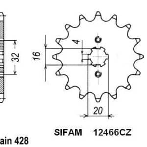 Pignon 15 Dents - Pas 428 - Similaire JTF1550