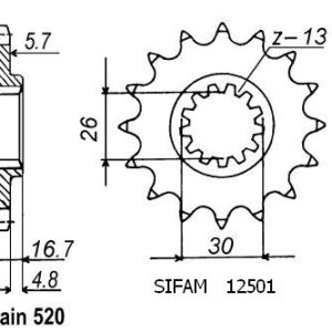 Pignon 15 Dents - Pas 520 - Similaire JTF1269