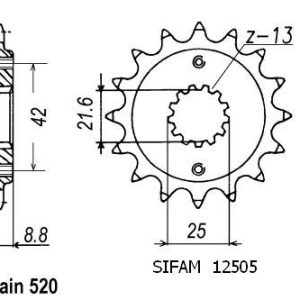 Pignon 17 Dents - Pas 520 - Similaire JTF1516