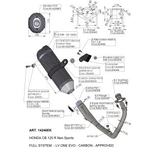 Ligne Complète LV ONE EVO Fibre de Carbone CB 125 R Neo Sports Café - Homologué 2018-2020