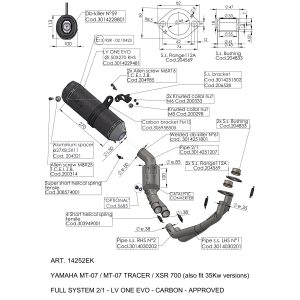Ligne Complète LV ONE EVO Fibre de Carbone MT-07/FZ-07 - Homologué 2016-2020