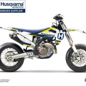Kit Deco Moto Cross Block Husqvarna 450 FS Bleu Jaune 2014-2015