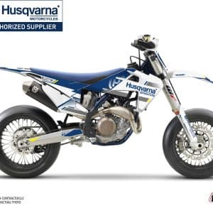 Kit Deco Moto Cross Split Husqvarna 450 FS Blanc Bleu 2016-2018