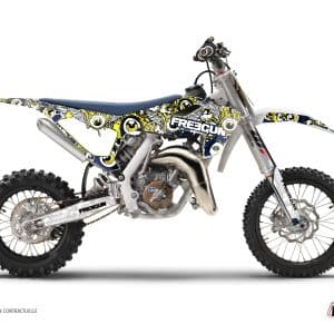 Kit Deco Moto Cross Freegun Eyed Husqvarna TC 65 Bleu Jaune 2019-2023