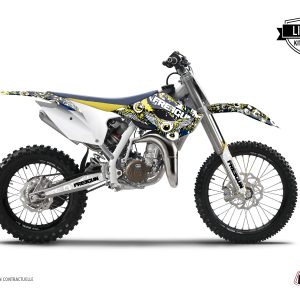 Kit Deco Moto Cross Freegun Eyed Husqvarna TC 85 Bleu Jaune 2014
