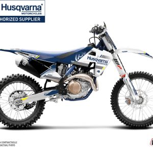 Kit Deco Moto Cross Split Husqvarna FC 250 Blanc Bleu 2014