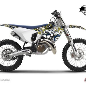 Kit Deco Moto Cross Freegun Eyed Husqvarna FC 350 Bleu Jaune 2014