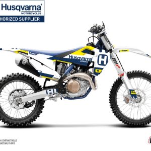 Kit Deco Moto Cross Block Husqvarna 250 TE Bleu Jaune 2014