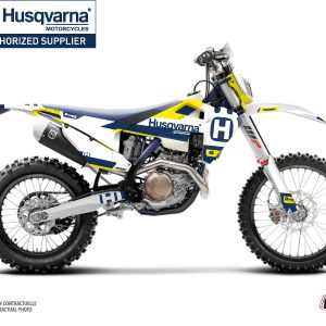Kit Deco Moto Cross Block Husqvarna 250 FE Bleu Jaune 2014