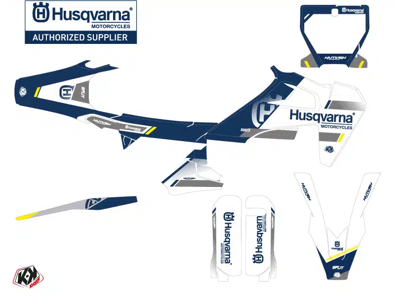 Kit Deco Moto Cross Split Husqvarna 350 FE Blanc Bleu 2017-2019 – Image 2