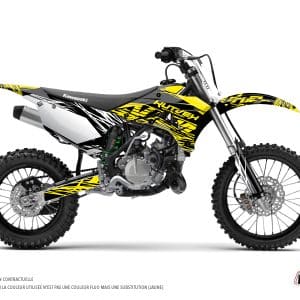 Kit Deco Moto Cross Eraser Fluo Kawasaki 110 KLX Jaune 2010-2022
