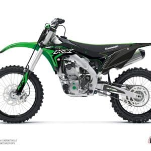 Kit Deco Moto Cross Halftone Kawasaki 250 KXF Noir Vert 2017-2020