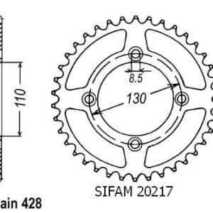Couronne Acier 49 Dents - Pas 428 - Similaire JTR217 1996-2002