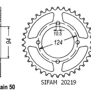 Couronne Acier 37 Dents - Pas 530 - Similaire JTR282 1978-1981