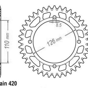 Couronne Alu. 46 Dents - Pas 420 - Similaire JTA1465 2000-2002