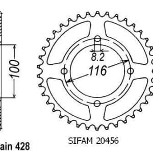 Couronne Alu. 51 Dents - Pas 428 - Similaire JTA462 1998-2023