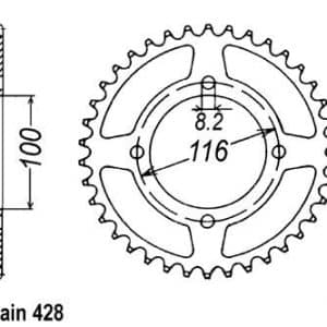 Couronne Acier 49 Dents - Pas 428 - Similaire JTR462 1986-1997