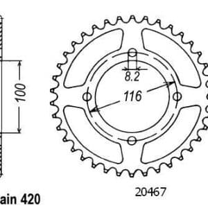 Couronne Alu. 54 Dents - Pas 420 - Similaire JTA461