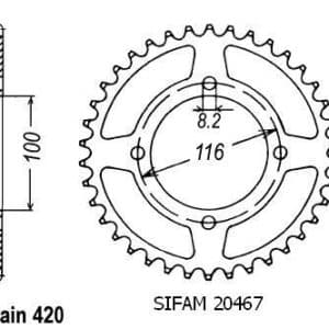 Couronne Alu. 55 Dents - Pas 420 - Similaire JTA461