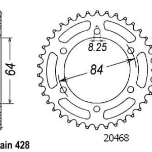 Couronne Acier 53 Dents - Pas 428 - Similaire JTR809 1985-2001