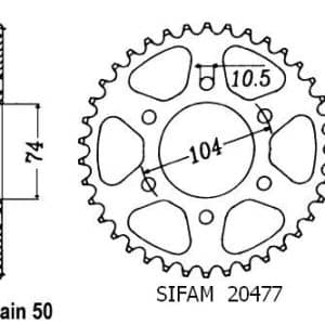 Couronne Acier 42 Dents - Pas 530 - Similaire JTR481 1979-1981