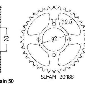 Couronne Acier 44 Dents - Pas 530 - Similaire JTR476 1975-1980