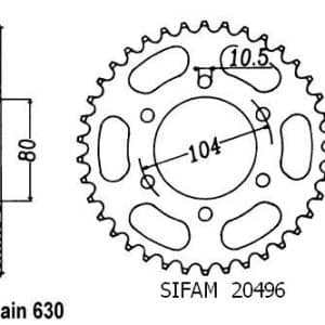 Couronne Acier 34 Dents - Pas 630 - Similaire JTR501 1980-1983