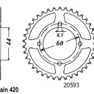 Couronne Acier 52 Dents - Pas 420 - Similaire JTR832 1996-1998