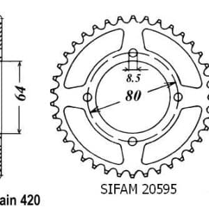 Couronne Acier 41 Dents - Pas 420 - Similaire JTR834 1974-1984