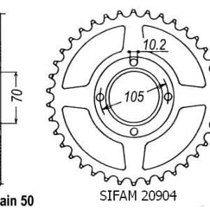 Couronne Acier 38 Dents - Pas 530 - Similaire JTR278 1970-1979