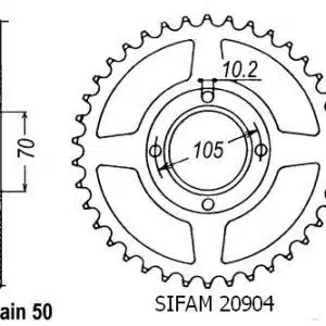 Couronne Acier 38 Dents - Pas 530 - Similaire JTR278 1970-1979