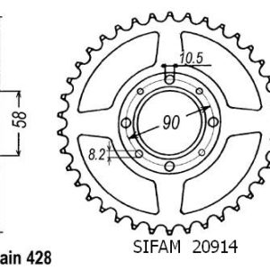 Couronne Acier 38 Dents - Pas 428 - Similaire JTR269 1976-2023
