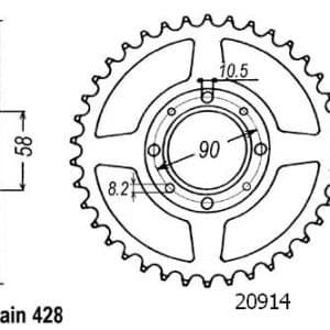Couronne Acier 47 Dents - Pas 428 - Similaire JTR269 1976-1982