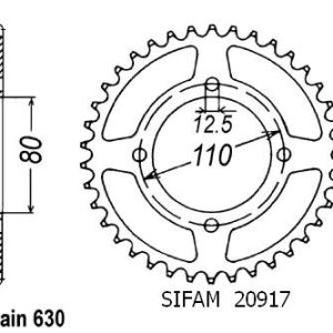 Couronne Acier 43 Dents - Pas 630 - Similaire JTR333 1978
