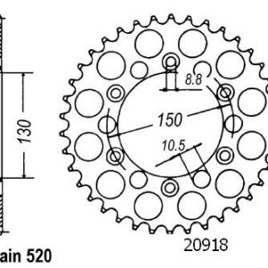 Couronne Acier 47 Dents - Pas 520 - Similaire JTR305 2012-2013