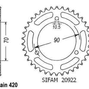 Couronne Acier 43 Dents - Pas 420 - Similaire JTR239